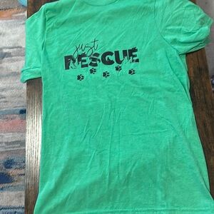 Green small tshirt handcrafted with vinyl dog rescue shirt
